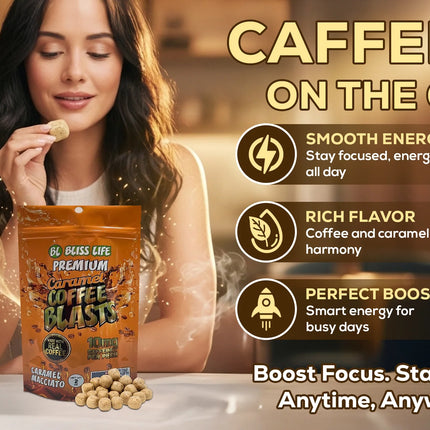 Bliss Life Caramel Coffee Blasts - 60 Count Floor Shipper