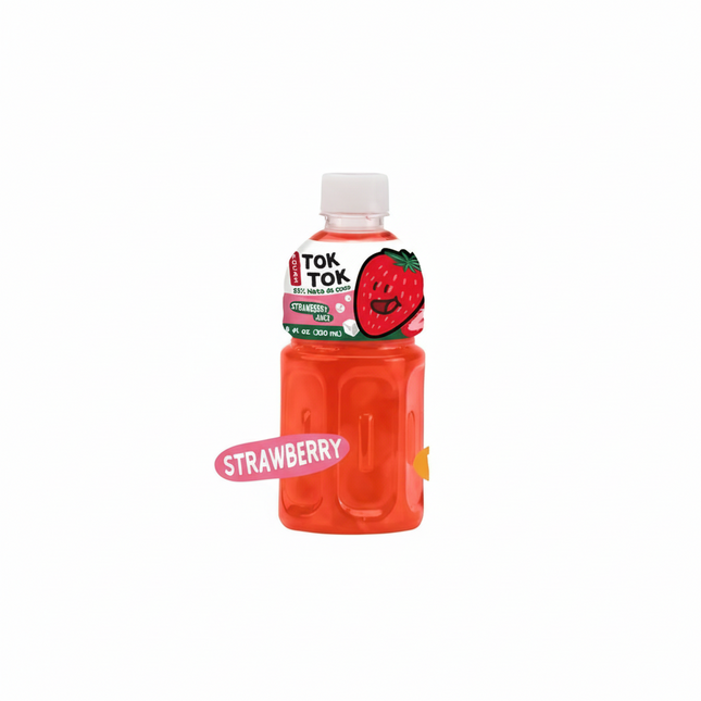 Pocas Tok Tok Strawberry Fruit Juice With Nata De Coco (10.8 oz)