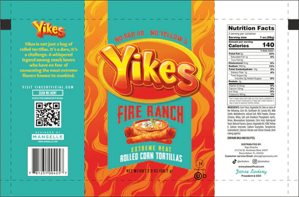 Yikes Fire Ranch – Spicy Ranch Snack, 4oz Bags (Case of 10)