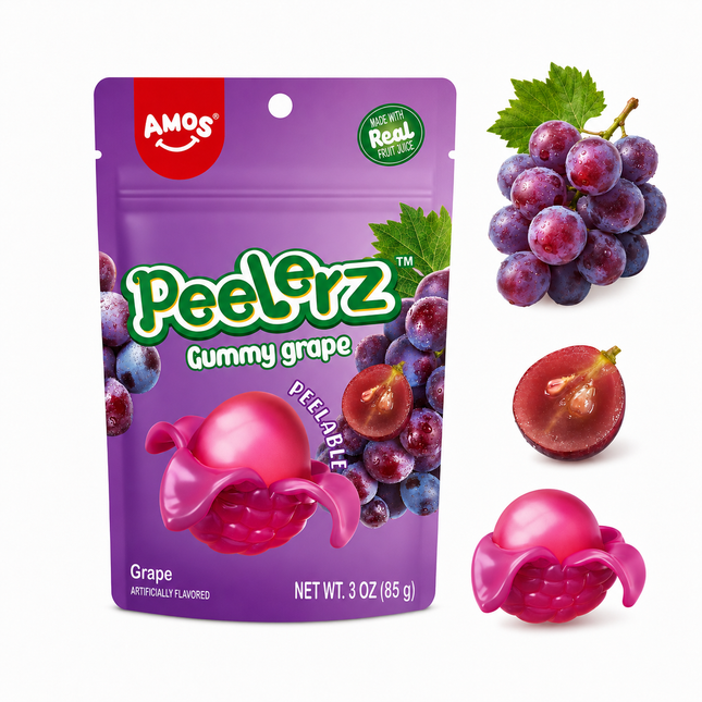 Amos Peelerz Grape Gummy Candy (3 oz) (3-Pack)
