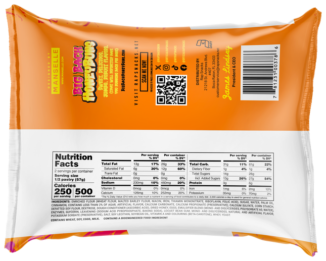 Rap Snacks Big Back Honey Bun (12-Pack)