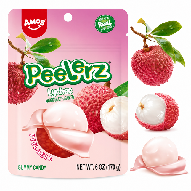 Amos Peelerz Lychee Gummy Candy (6 oz)