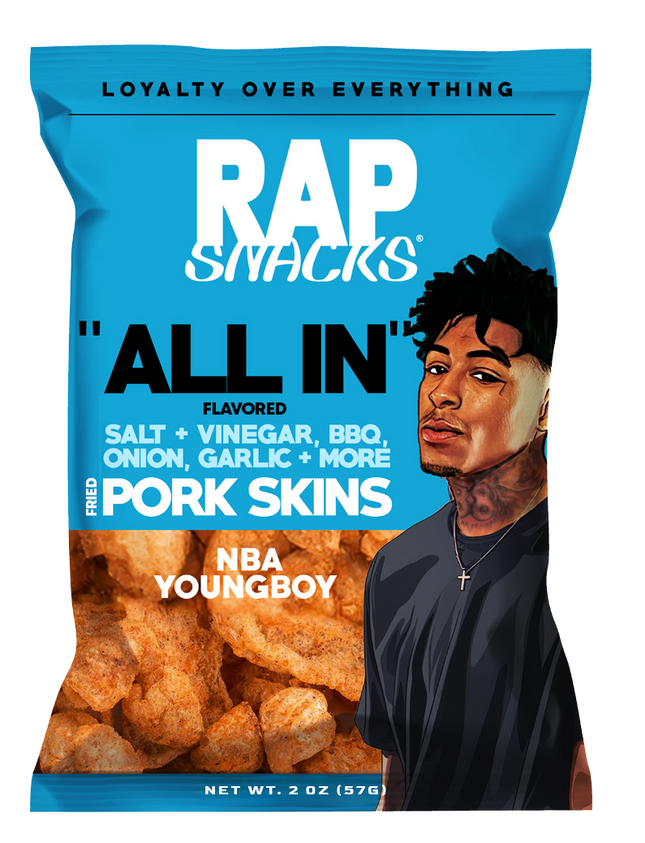Rap Snacks NBA Youngboy "All In" Flavored Fried Pork Skins (1.75oz) (12 bags)