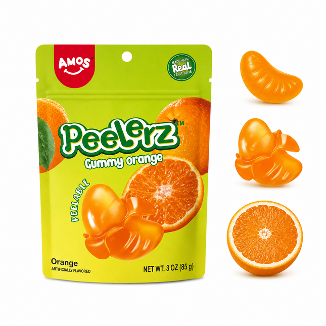Amos Peelerz Orange Gummy Candy (3 oz) (3-Pack)