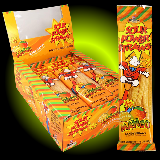 Sour Power Mango Gummy Straws Candy (1.75 oz)