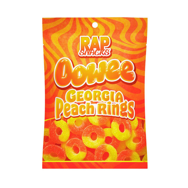 Rap Snacks Oowee Georgia Peach Gummy Candy Rings (5.3 oz) 12 Bags