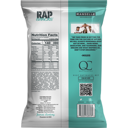 Rap Snacks Migos White Cheddar With a Dab of Ranch Cheese Puffs (2.5oz) (12 bags)