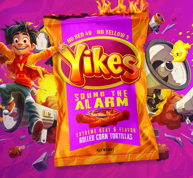 Yikes Sound The Alarm Chips – Extra Hot Spicy Snack, 4oz Bags (Case of 10)